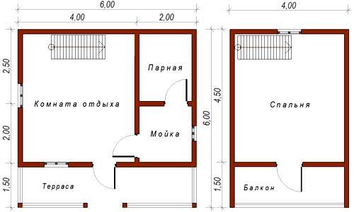 Баня 6х4: планировка внутри, фото вариантов планировки