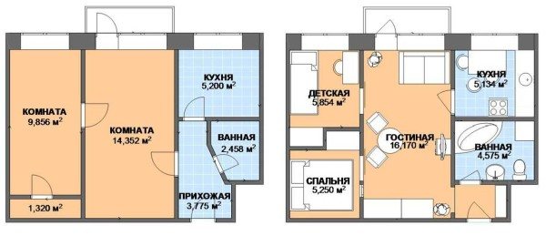 ДИЗАЙН ДВУХКОМНАТНОЙ КВАРТИРЫ РАСПАШОНКИ 3 ПРОЕКТА