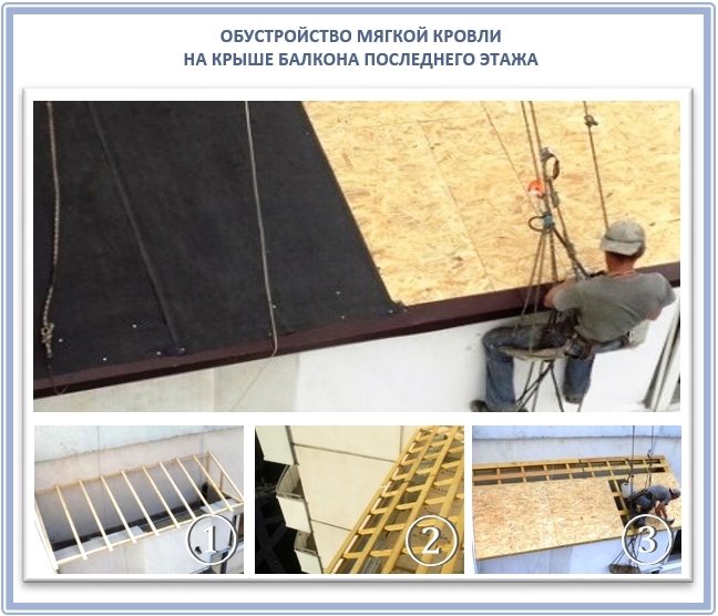Обустройтсво мягкой кровли для балкона на последнем этаже
