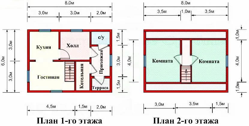 план дома 6 на 8