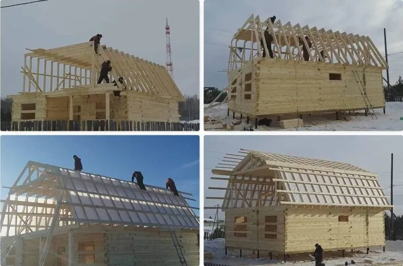 Процесс создания ломаной крыши и обрешетки под монтаж металлочерепицы