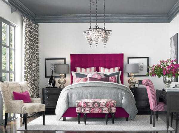 Розовые акценты в спальне Спальня с элементами фуксии