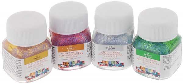Акриловые краски для декора Акриловые краски с блестками
