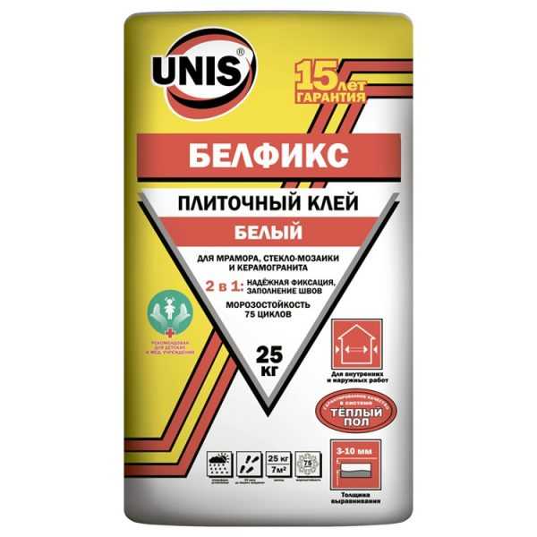 Белый плиточный клей Для плитки и камня светлых оттенков