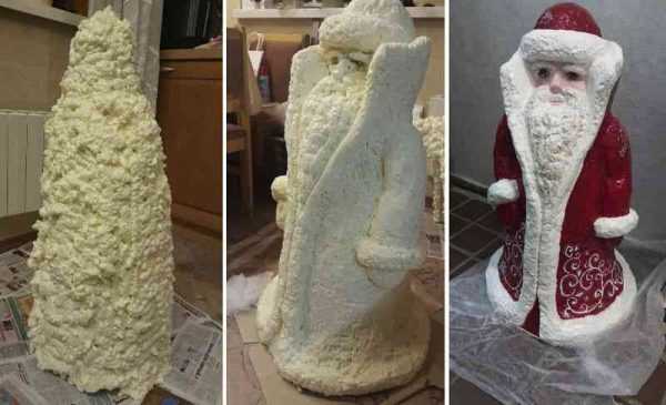 Изготовление Деда Мороза из монтажной пены Дед Мороз из монтажной пены