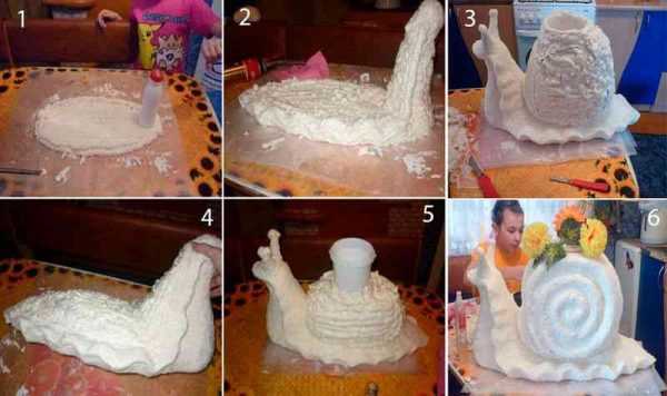 Изготовление улитки из монтажной пены Улитка из монтажной пены