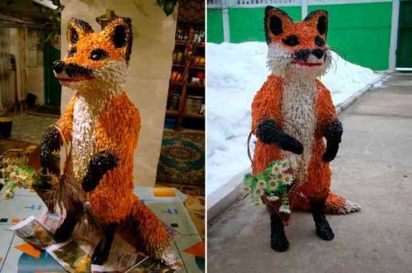 Фигурка лисы из монтажной пены Лиса из монтажной пены