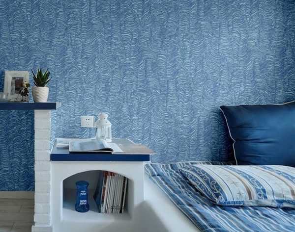 Обои для стен Голубые обои в спальне