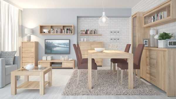 Обстановка в гостиной Мебель из дуба в интерьере