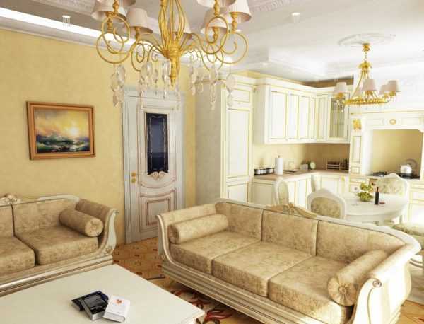 Гостиная в классическом стиле Золото часто используют в классике