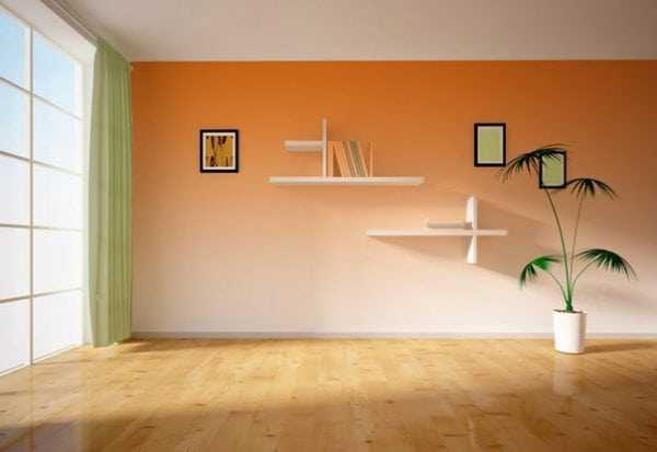 Градиентная стена в интерьере Градиент тонов краской