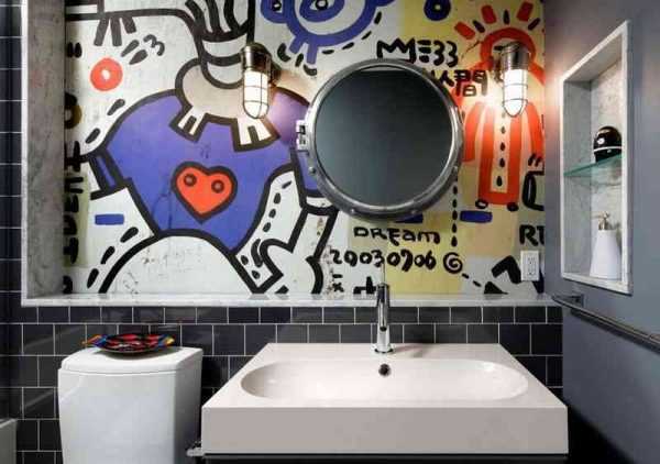 Граффити в ванной на стене Ванная комната