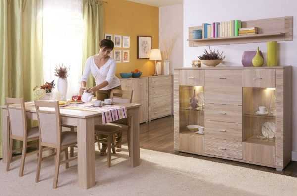 Мебель с текстурой дерева Интерьер с дубом сонома