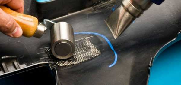 Заклейка трещины Использование армированной сетки