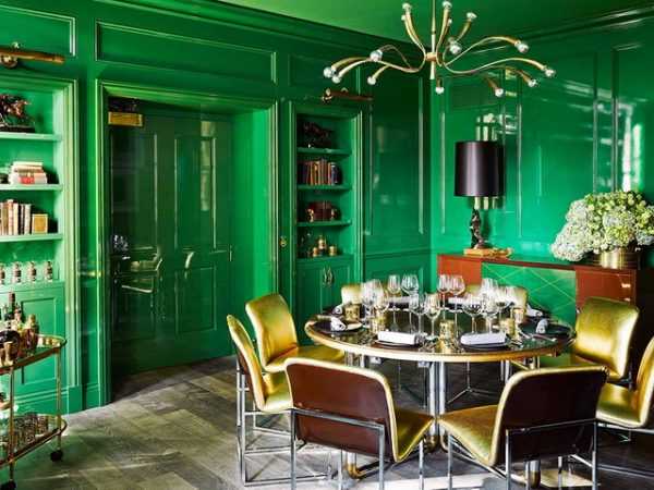 Золотой цвет в столовой Сочетание с золотисто-желтым