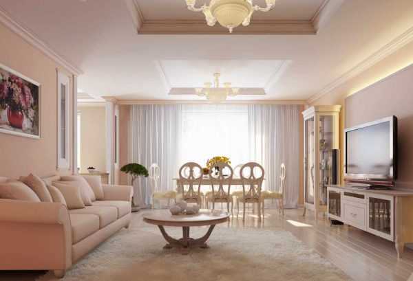 Гостиная в классическом стиле В гостиной лучше использовать светлые оттенки