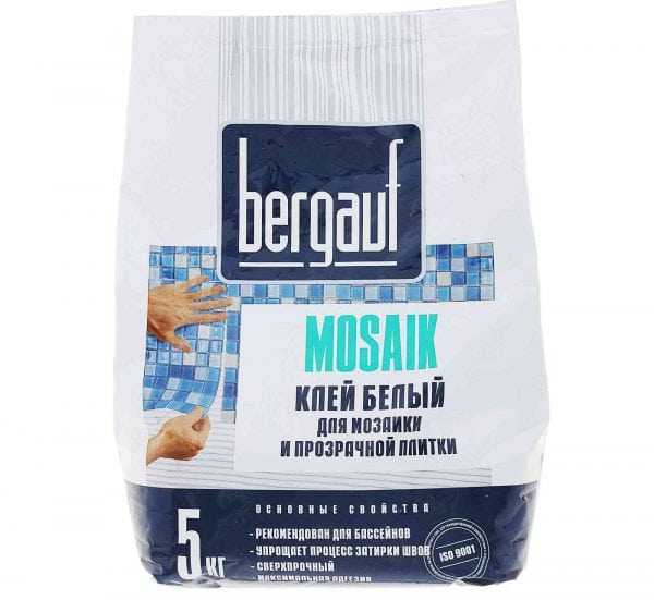 Клей Bergauf Mosaik 5кг Белый состав для мозаики и прозрачной плитки