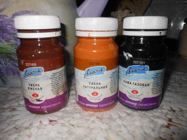 Краски акриловые художественные Умбра жженая и сиена натуральная