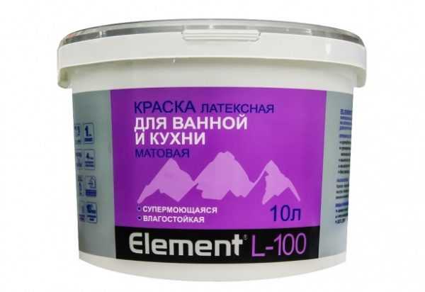 Супермоющаяся влагостойкая краска Латексная Element L-100 для ванной и кухни