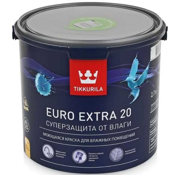 Влагостойкий состав Tikkurila Euro Extra 20 Моющаяся краска для влажных помещений
