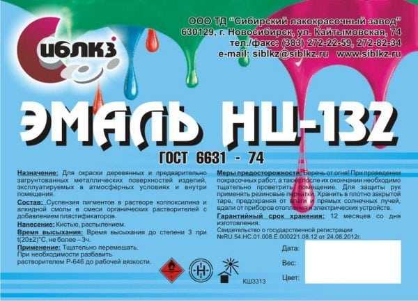 Параметры НЦ-132 Назначение и состав эмали НЦ-132