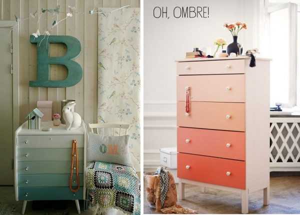 Два комода в стиле омбре Комоды с эффектами перехода