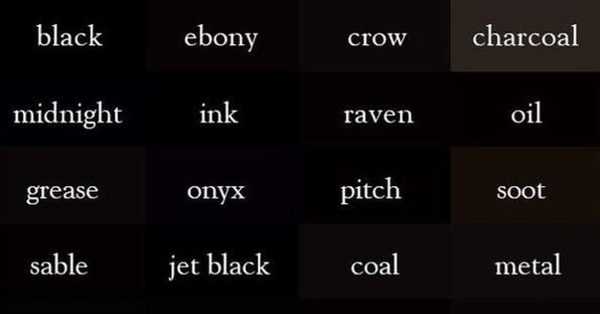 Названия черных тонов Оттенки черного цвета