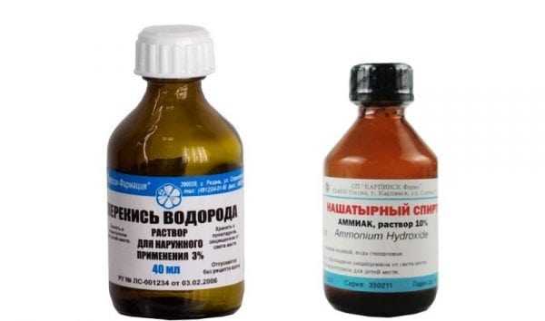Перекись водорода и нашатырный спирт для приготовления раствора Перекись водорода и нашатырный спирт