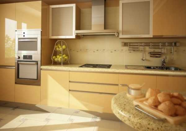 Кухня в бежево-желтых тонах Цвет хорошо подходит для оформления кухни