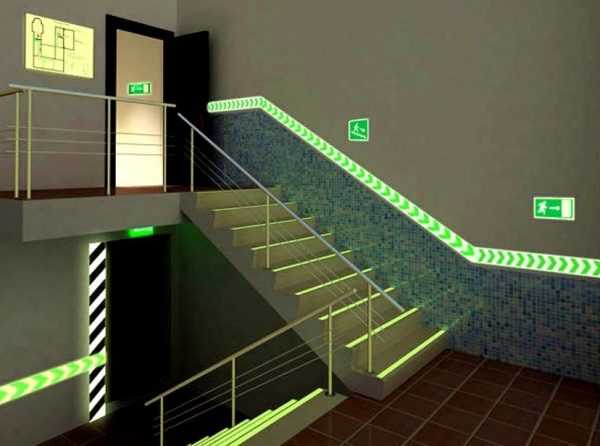 Знаки эвакуации светятся в темноте Светящаяся навигация для эвакуации