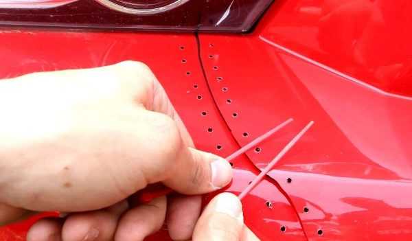 Заделка трещины Подготовка бампера к заклейке