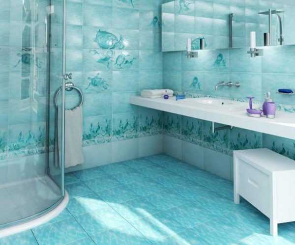 Плитка в морской тематике Пол из голубого керамогранита