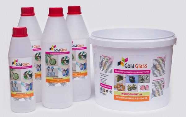 Двухкомпонентный состав для заливки Gold Glass Прозрачная эпоксидная смола для объемных заливок