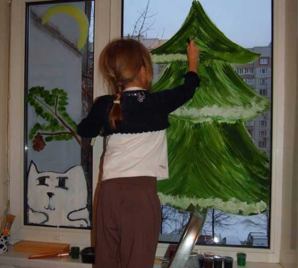 Рисунок гуашью Рисование гуашью на окне