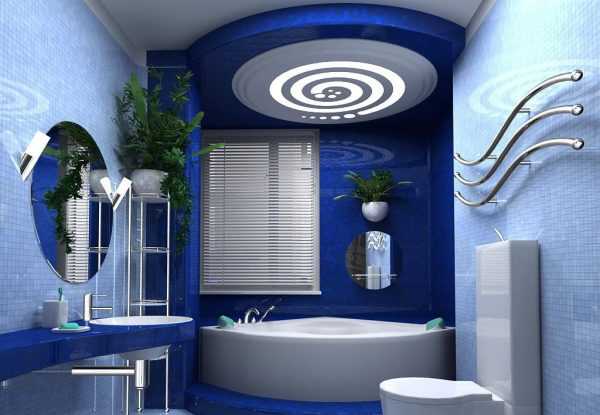 Ванная комната Хай-тек Синие тона в стиле хай-тек