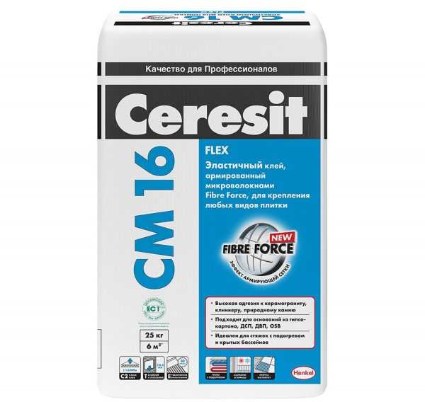 CM16 Flex для любых видов плитки Эластичный клей армированный микроволокнами