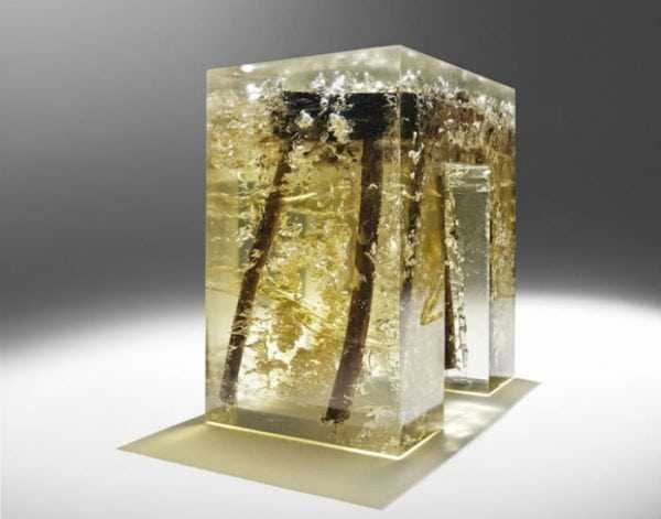 Табурет Nucleo из дерева и эпоксидной смолы Изделия из прозрачной эпоксидной смолы