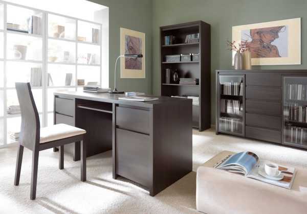 Уютный кабинет в цвете венге Часто используется для оформления кабинета