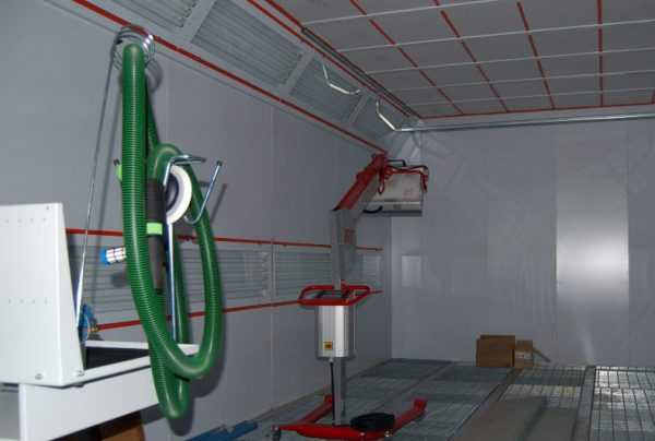 Оборудование для покраски авто Внутреннее устройство помещения для покраски автомобилей