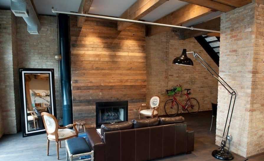 Отделка камина с использованием дерева Отделка камина лофт с использованием дерева