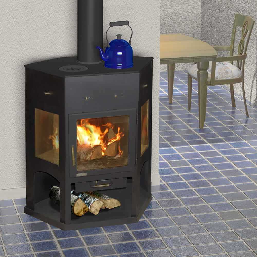 Чугунная печь-камин с водяным контуром