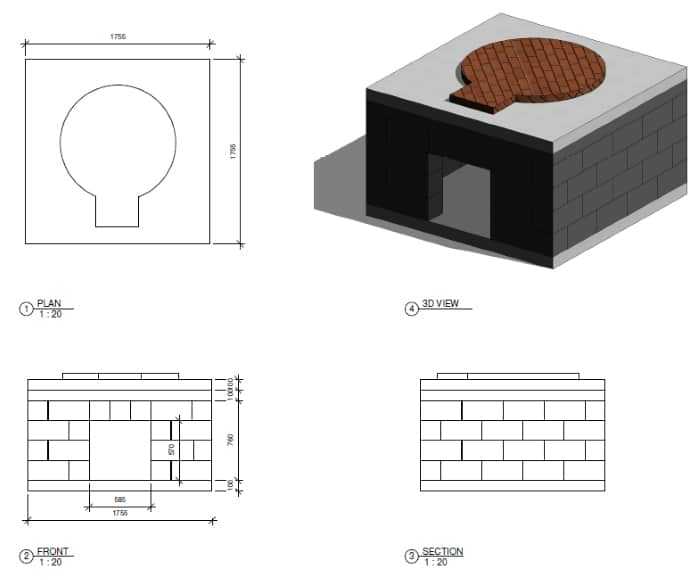 Под делается из огнеупорного кирпича и раствора для кладки печей Первые ряды кладки