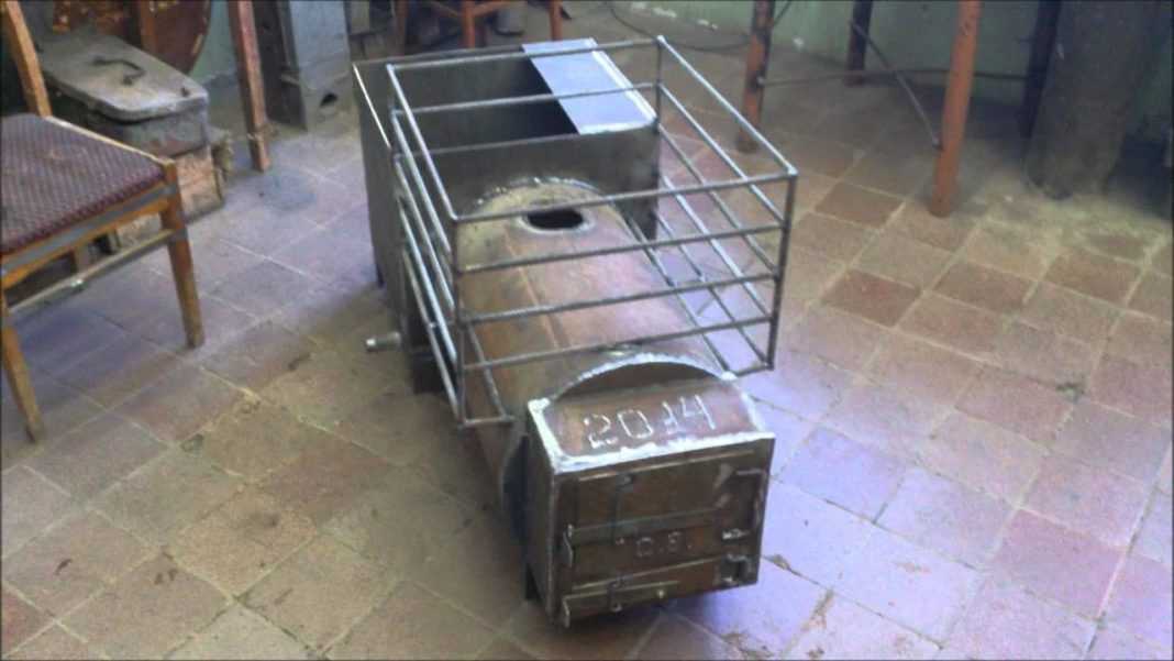 Горизонтальная печь для бани из трубы